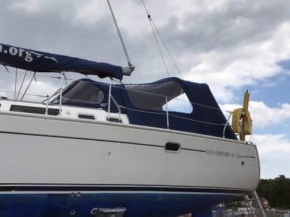 Jeanneau Sun Odyssey 43, AMBITION, Cockpit Enclosure fits to Tecsew 2019 new design Sprayhood left side