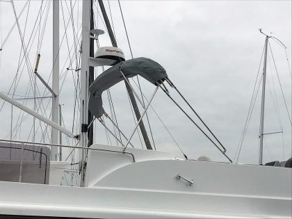 Beneteau Swift Trawler ST 44 Flybridge Bimini rolled up close