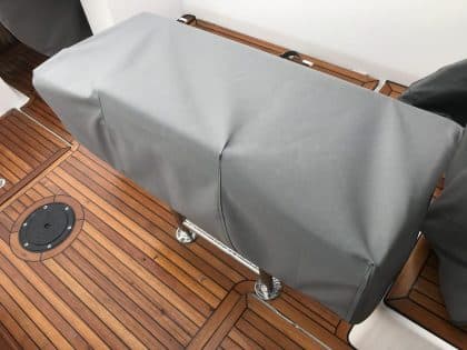 Bavaria Cruiser 45 Style Table Covers with hand rails covered