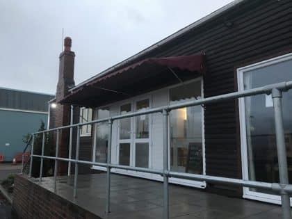 Entrance Awning, Hornet Sailing Club left side view