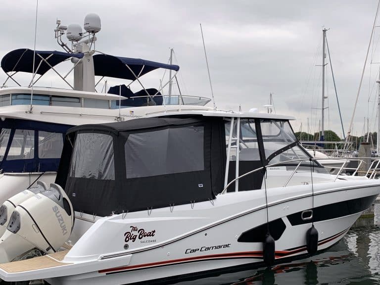 Jeanneau Cap Camarat 10.5 WA, Cockpit Enclosure fitted to Tecsew Hardtop Enclosure