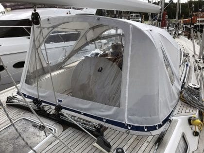 Hallberg Rassy 48 Cockpit Enclosure to fit Tecsew recover of factory original Sprayhood