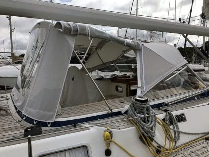 Hallberg Rassy 48 Cockpit Enclosure to fit Tecsew recover of factory original Sprayhood