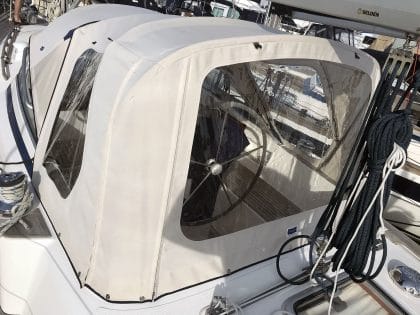 Hallberg Rassy cockpit enclosure by Tecsew, CAD-designed using structured light scanning.