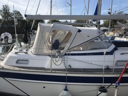 Hallberg Rassy cockpit enclosure by Tecsew, CAD-designed using structured light scanning.