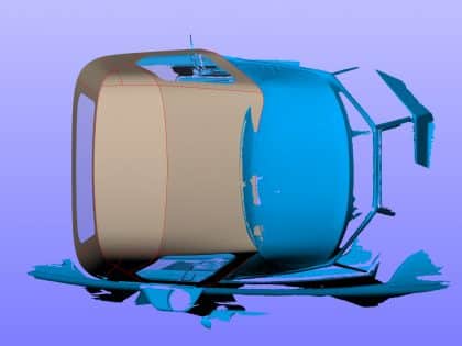 Hallberg Rassy cockpit enclosure by Tecsew, CAD-designed using structured light scanning.