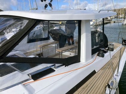 Hanse 588 HT with Glass Windscreen Infill Panels to Hardtop
