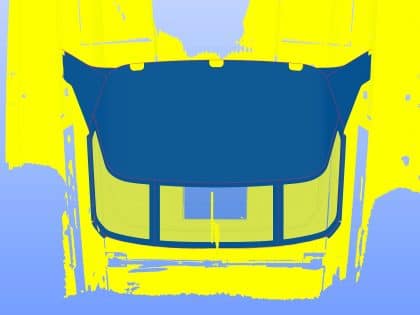 Dufour 390 Sprayhood with optional Zipped Roll Up Front Window and Hand Hold Cut Outs