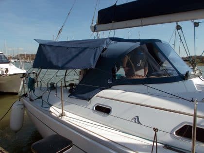 Hanse 370 Pole Bimini with zip attached Side and Rear Panels