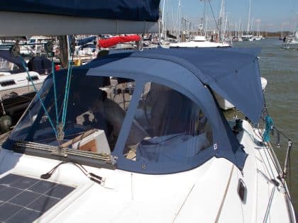 Hanse 370 Pole Bimini with zip attached Side and Rear Panels
