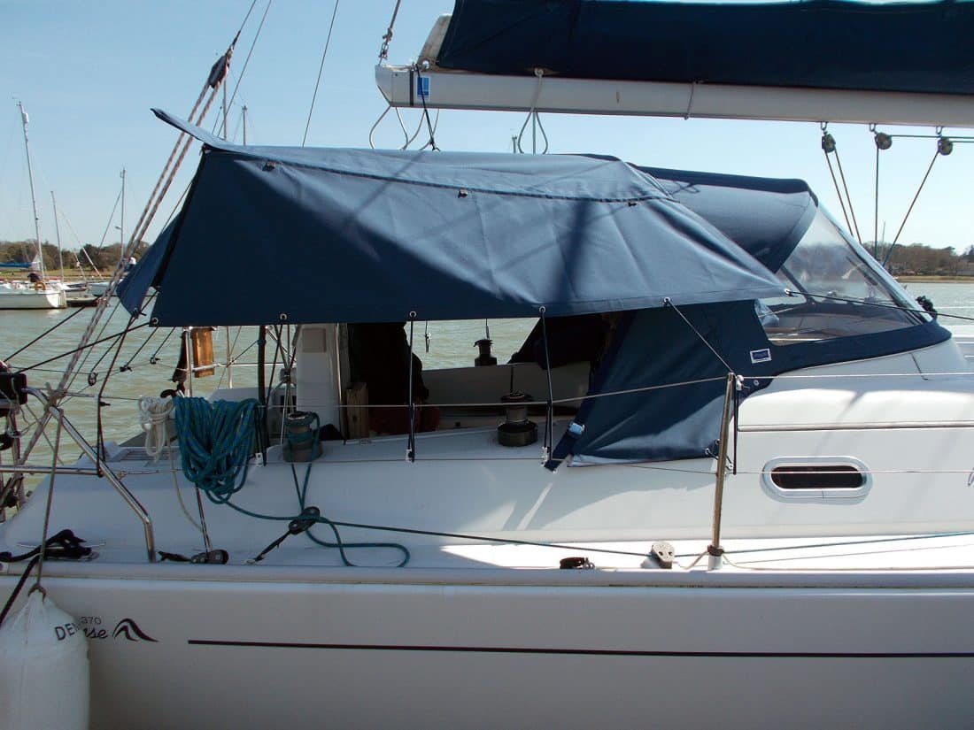 Hanse 370 Pole Bimini with zip attached Side and Rear Panels, ref 8680