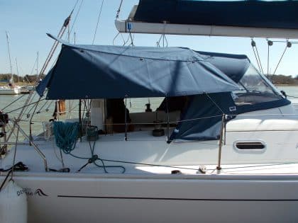 Hanse 370 Pole Bimini with zip attached Side and Rear Panels