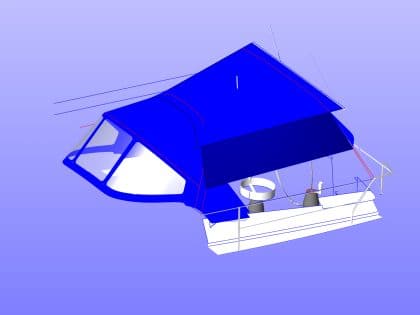 Hanse 370 Pole Bimini with zip attached Side and Rear Panels