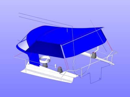 Hanse 370 Pole Bimini with zip attached Side and Rear Panels