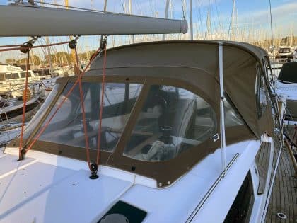 Jeanneau Sun Odyssey 41DS Bimini Conversion fitted to Tecsew Bimini and Sprayhood