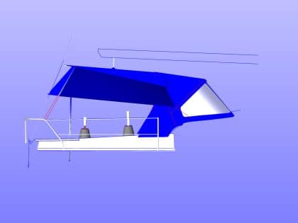 Hanse 370 Pole Bimini with zip attached Side and Rear Panels