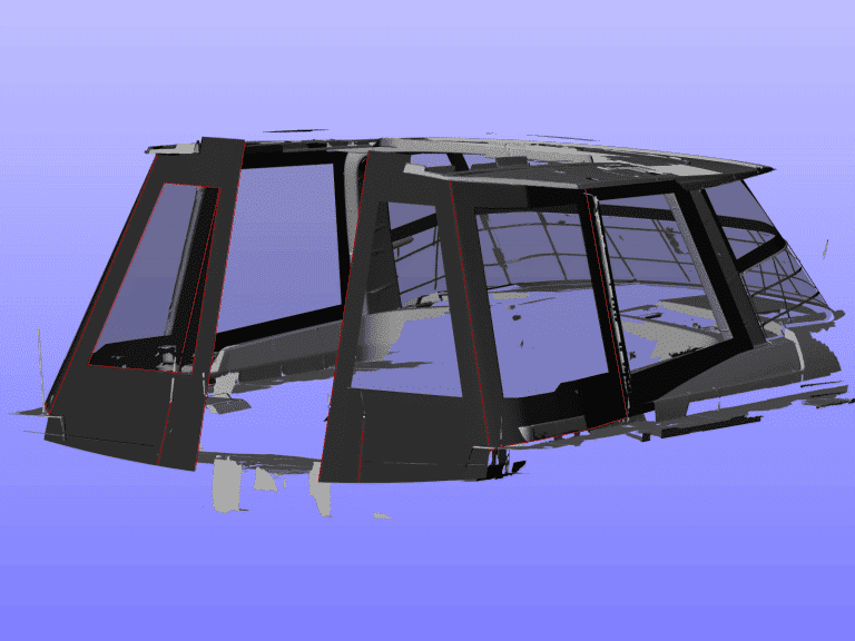 Hanse 460 HT cockpit enclosure integrated with the hard top, shown with version ref 2007 accommodating davits.