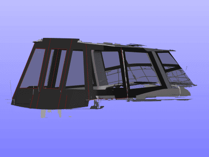 Hanse 460 HT cockpit enclosure integrated with the hard top, shown with version ref 2007 accommodating davits.