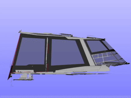 Hanse 460 HT cockpit enclosure integrated with the hard top, shown with version ref 2007 accommodating davits.