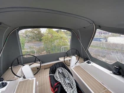 Bavaria C38 Cockpit Enclosure fitted to factory fitted Sprayhood