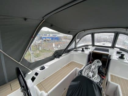 Bavaria C38 Cockpit Enclosure fitted to factory fitted Sprayhood