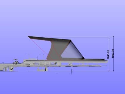 Beneteau First 53 Sprayhood approximate height from cockpit Floor, shown with optional Sprayhood aft Extension