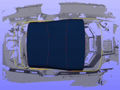 Najad 460 Sectional Bimini Plan view showing Bar Fold Position