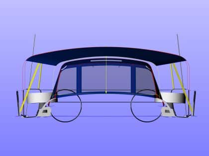 Dufour 430 Custom Bimini with Foreward Extension and Tension Struts
