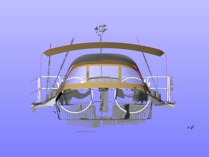 Dehler 38SQ Helm Bimini with optional Foreward Pole Extension