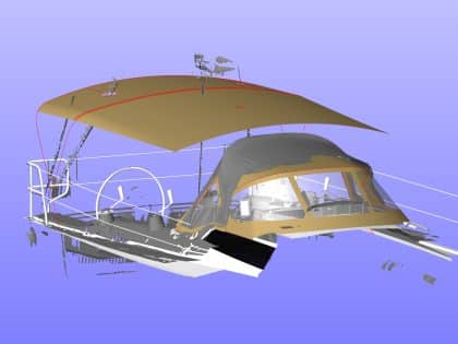 Dehler 38SQ Helm Bimini with optional Foreward Pole Extension