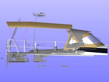 Dehler 38SQ Helm Bimini with optional Foreward Pole Extension