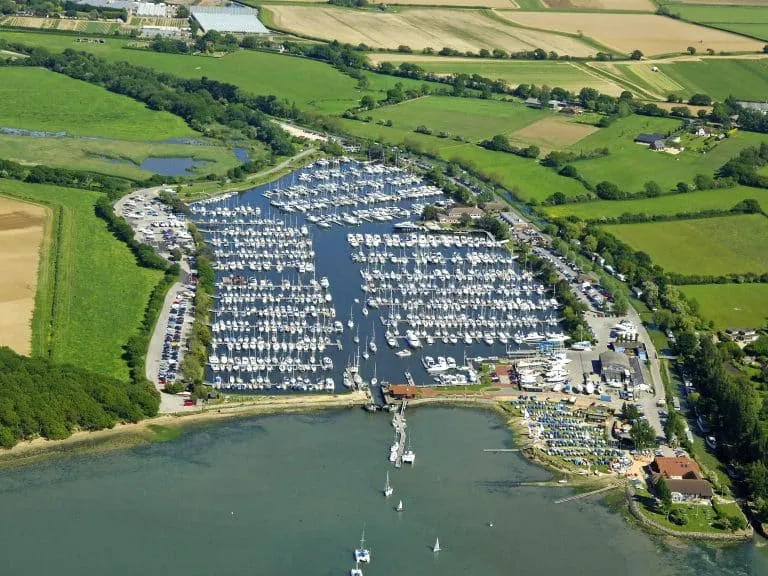 Scenic view of Premier Marina Chichester with boats docked and vibrant waterfront facilities.