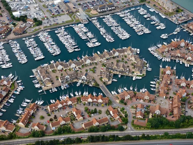 Port Solent Marina with boats docked and vibrant waterfront facilities