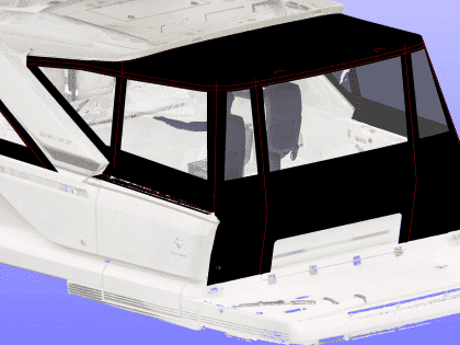 Jeanneau DB 37 Fore and Aft Cockpit Enclosures, Design 1 with aft frame