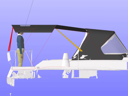 Bavaria C38 Short 3-Bar Bimini integrated with Tecsew’s Bimini Conversion for enhanced functionality.