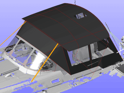 Hanse 400e bimini enclosure with Sunbrella fabric and clear windows, providing a fully enclosed cockpit.