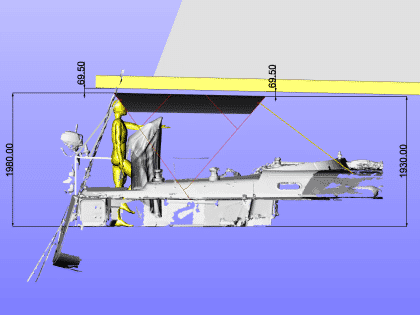 Dimensions with potential boom and 6'2” Mannequin