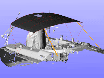 Hanse 400e bimini with stainless steel frame and durable marine-grade fabric for protection and style.