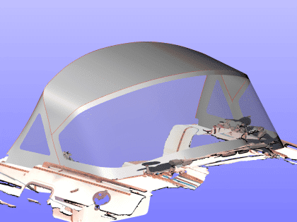 Sprayhood recover for Dufour 38 Classic, featuring Sunbrella fabric and crystal-clear windows for durability and visibility.