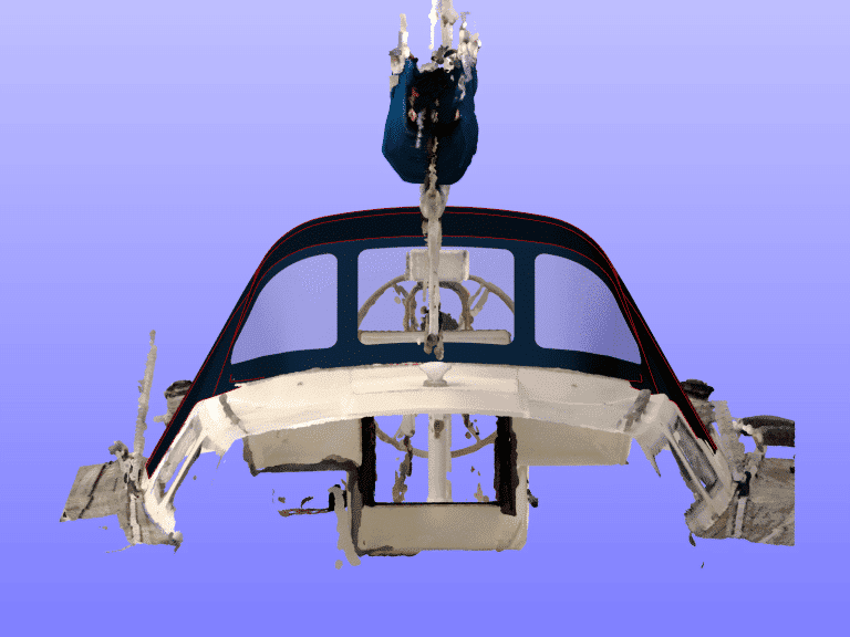 Custom sprayhood for Oyster 435 with stainless steel frame, Sunbrella fabric, and clear windows for durability and visibility.