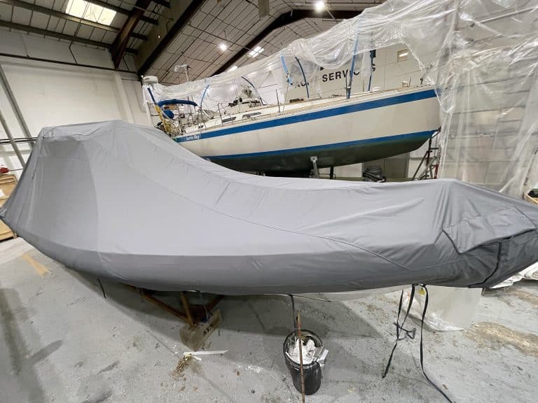 Protector 380 Targa with a Tecsew overall winter cover for all-weather protection.
