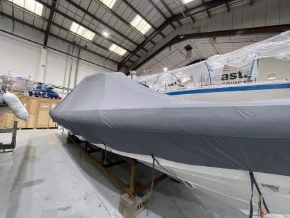 Protector 380 Targa with a Tecsew overall winter cover for all-weather protection.
