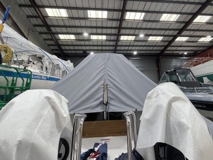 Protector 380 Targa with a Tecsew overall winter cover for all-weather protection.