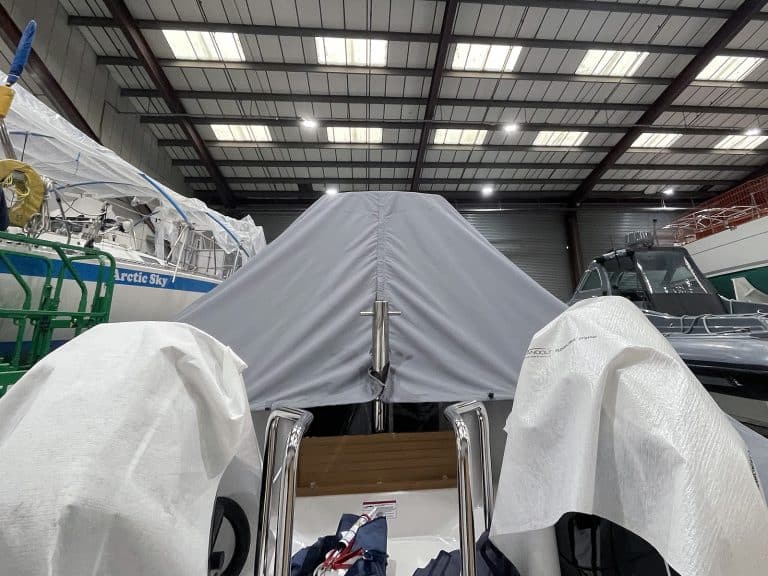 Protector 380 Targa with a Tecsew overall winter cover for all-weather protection.
