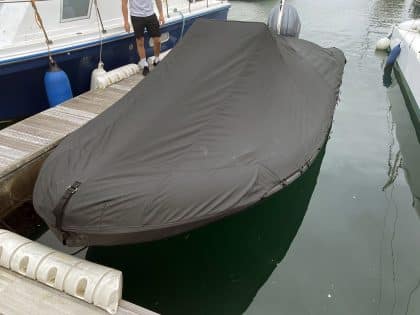 Ribeye 683 2022 overall cover in Sunbrella fabric, tailored for full RIB protection.