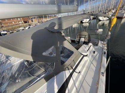 Bavaria C38 Short 3-Bar Bimini integrated with Tecsew’s Bimini Conversion for enhanced functionality.