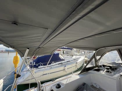 Bavaria C38 Short 3-Bar Bimini integrated with Tecsew’s Bimini Conversion for enhanced functionality.
