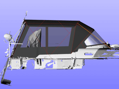 Hanse 400e bimini enclosure with Sunbrella fabric and clear windows, providing a fully enclosed cockpit.