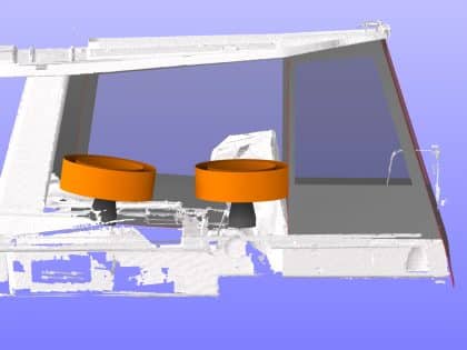 Side with panel rolled up showing 100mm clearance of winch