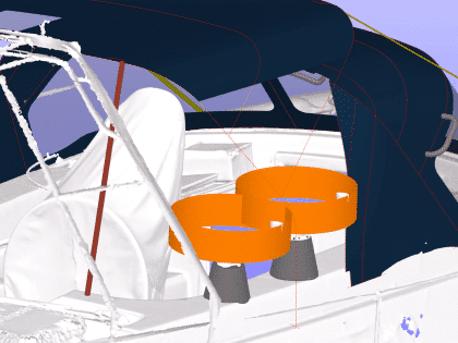 Westerly Corsair with a Tecsew 3-bar bimini providing extended sun protection and a durable stainless frame.